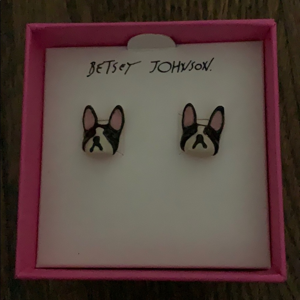 NIB Betsey Johnson BullDog Earrings. Rare.